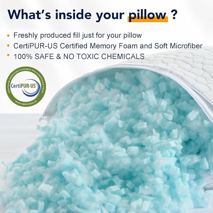 QUTOOL Cooling Pillow for Sleeping, CertiPUR-US Shredded Memory Foam Queen - Image 8