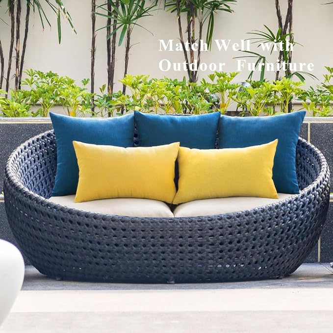 MIULEE Pack of 2 Decorative Outdoor Solid Waterproof Throw Pillow Covers Faux - Image 6