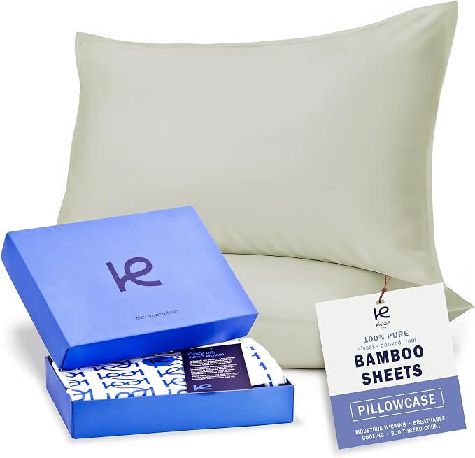 Kickoff Viscose Bamboo Pillowcase, 100% Organic Hidden Zippered Viscose Bamboo by KickoffHome