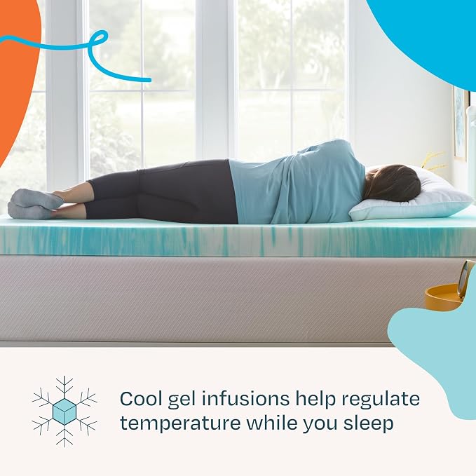 Linenspa 4 Inch Swirl Gel Memory Foam Mattress Topper, Queen Size – Cooling Gel - Image 2