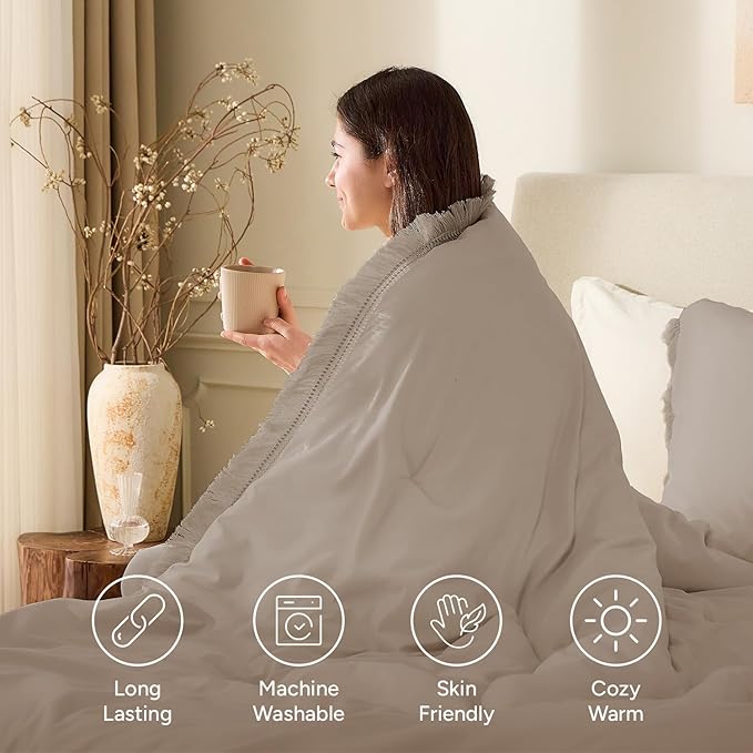 Andency California King Comforter Set Khaki - Image 3