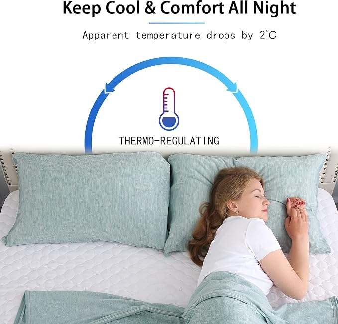 CHOSHOME Cooling Pillow Cases Zipper Pillow Covers Q-Max > 0.45 Zippered - Image 3