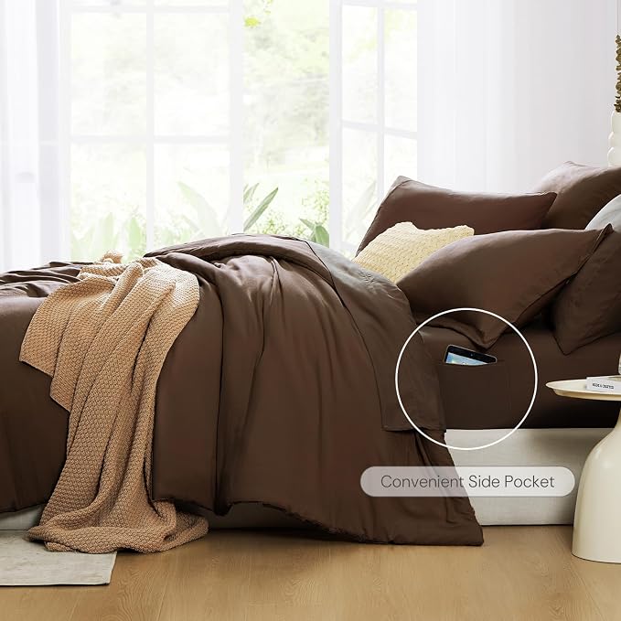 WRENSONGE Full Size Comforter Sets, 7 Pieces Chocolate Brown Bed in a Bag - Image 5