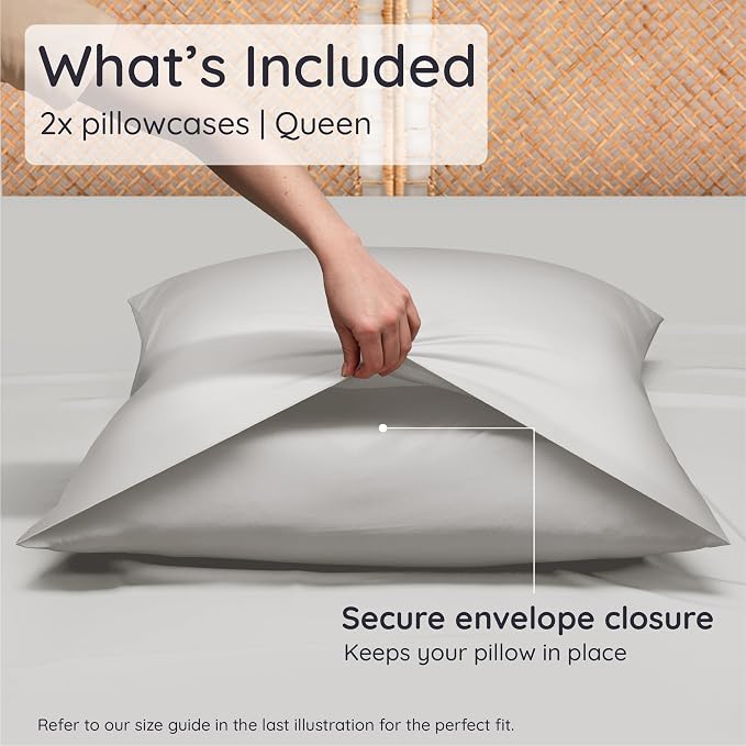 Bambaw 100% Viscose Derived from Bamboo Pillowcase Queen Size – Set of 2 - Image 2
