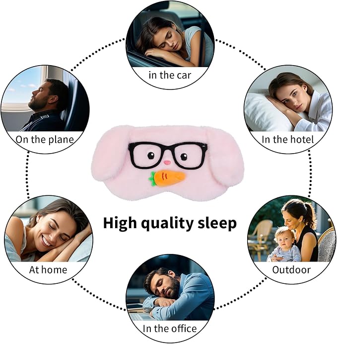 PERFECTSIGHT Sleep Eye Masks, Cute Plush Sleep Eye Cover Lightweight Adjustable - Image 5