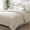 CozyLux King Size Comforter Set Oatmeal, 7 Pieces Bed in a Bag, Oatmeal by CozyLux