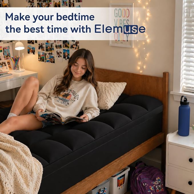 ELEMUSE Twin Black Mattress Topper - Image 5
