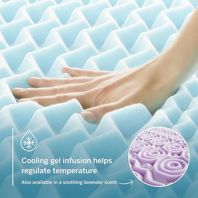 LUCID 2 Inch Gel Memory Foam Mattress Topper, Queen size – 5 Zones – Cooling - Image 3