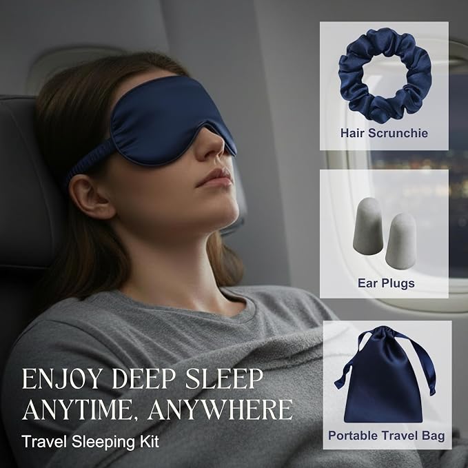 Silk Satin Sleeping Eye Mask, Soft Breathable Blackout Eyeshade Eye Cover - Image 5