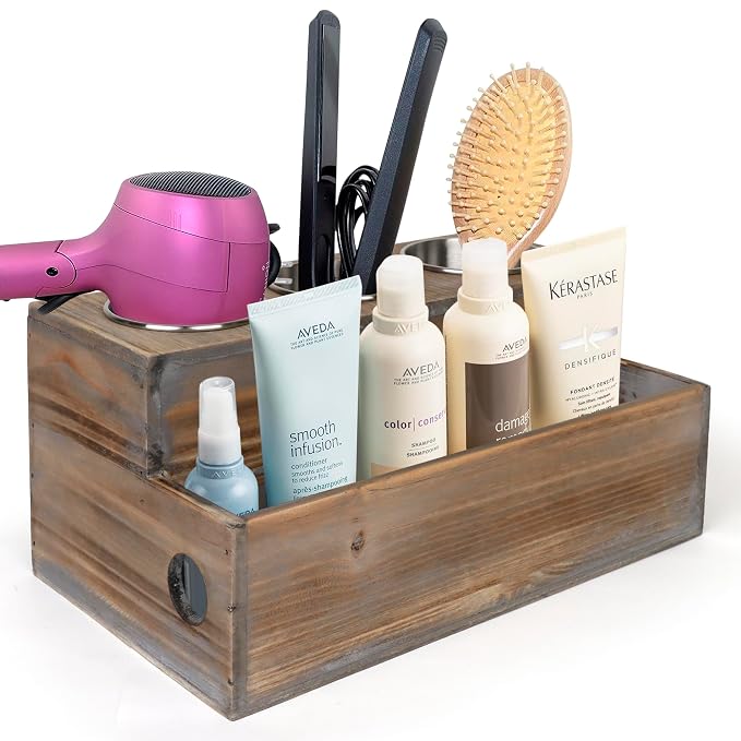 Besti Wooden Hair Dryer Holder – Hair Tools and Styling Supplies Organizer and by Besti