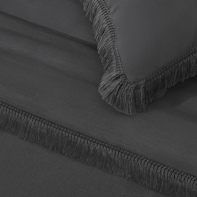 Andency Full Size Comforter Set Dark Grey, 3 Pieces Boho Lightweight Bedding - Image 7
