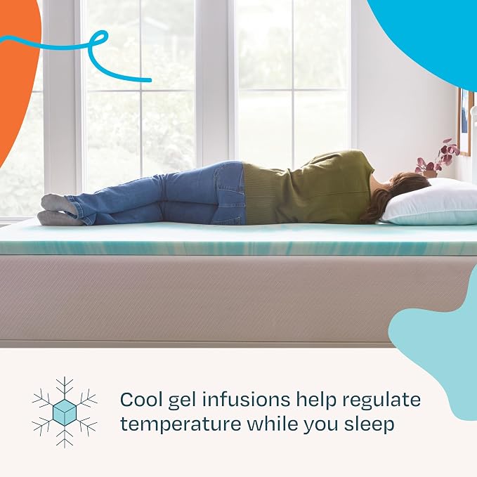 Linenspa 2 Inch Swirl Gel Memory Foam Mattress Topper, Twin Size – Cooling Gel - Image 2