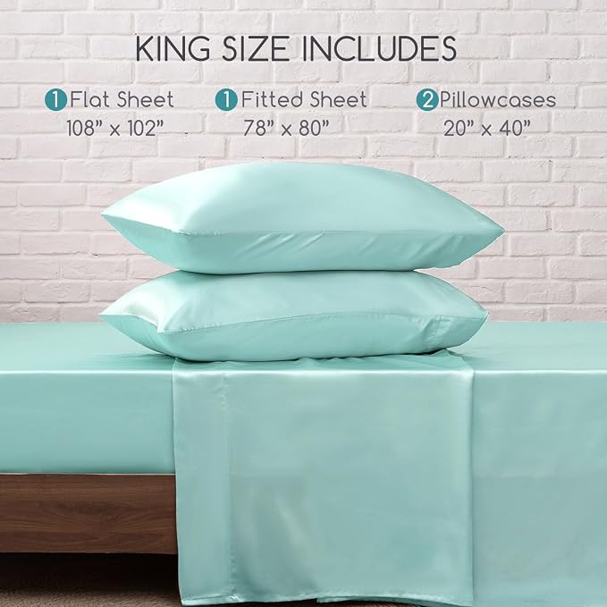 MR&HM Satin Bed Sheets, King Size Sheets Set - Image 7