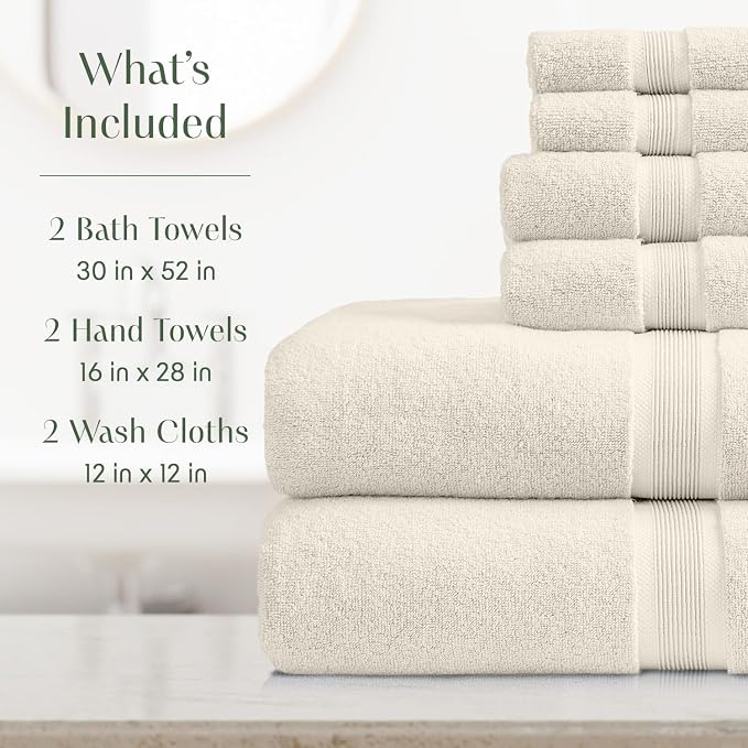 Springtree Home Luxury Viscose from Bamboo Bath Towel Set 6 Piece Set | 35% - Image 2