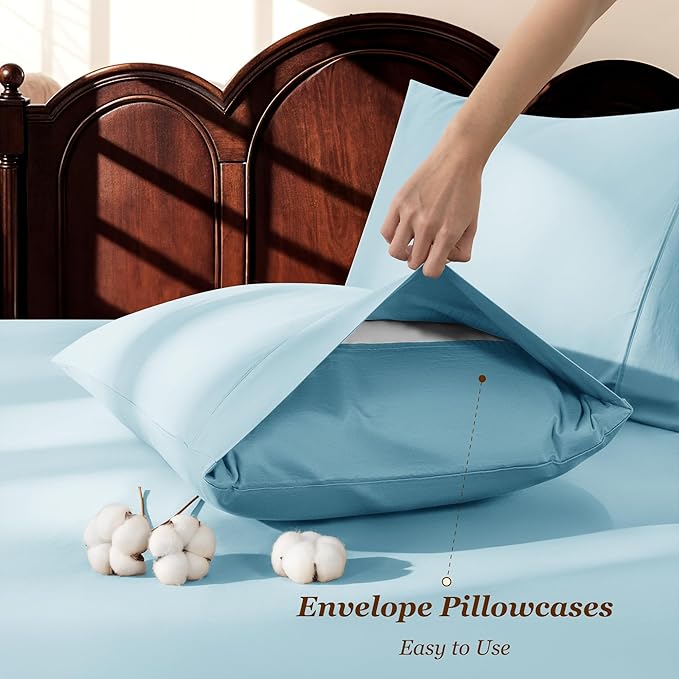 LBRO2M 1000 Thread Count 100% Egyptian Cotton Sheets Set Queen Size, 4 Piece - Image 6