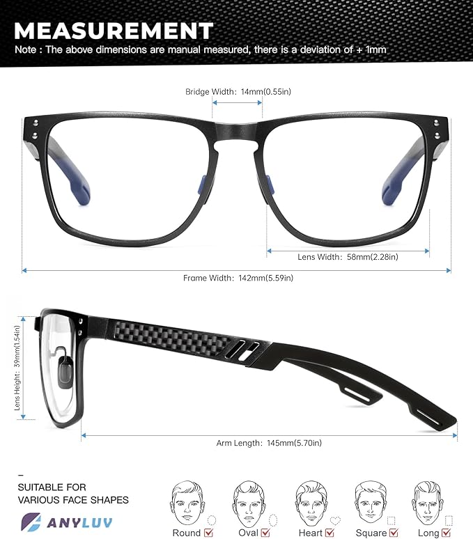 ANYLUV Blue Light Blocking Glasses Men Computer Gaming Glasses Lightweight - Image 5