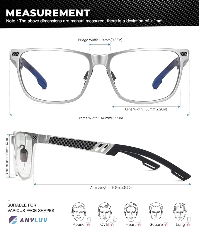ANYLUV Blue Light Blocking Glasses Men Computer Gaming Glasses Lightweight - Image 5