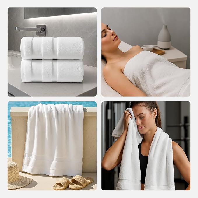 REDKISS 100% Cotton Bath Towels Set of 2, Extra Large Bath Sheets 35 X 70 Inches - Image 7