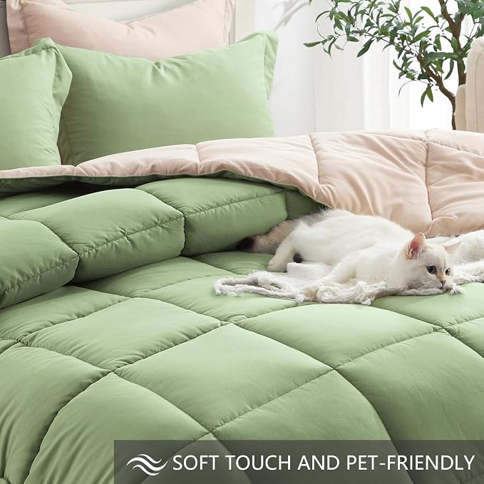 Homelike Moment King Size Comforter Set Sage Green, Comforters King Size Bed Set - Image 4