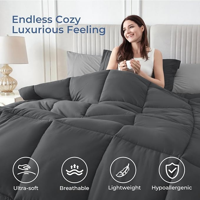 Sasttie Full Size Comforter Sets, 7 Pieces Bed in a Bag Full, Complete Bedding - Image 2