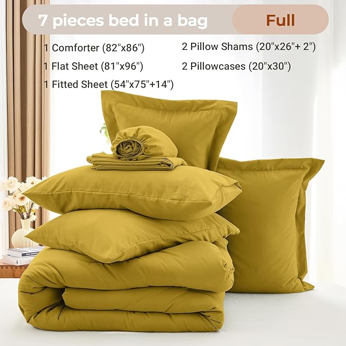 MUXHOMO 7 Pieces Full Comforter Set, Soft Bed in a Bag Full Size, All Season - Image 4