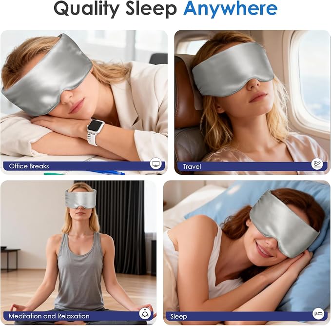 Weighted Eye Mask for Sleeping, Silk Sleep Mask for Side Sleeper - Image 6