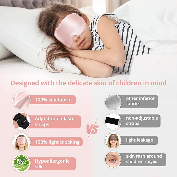Kids Sleep Mask Eye Cover, 100% Real Natural Pure Silk Eye Mask - Image 4