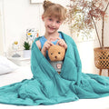 Teal Weighted Blanket Kids 10lbs, Twin Size Cooling Heavy Throw Blanket by BETU