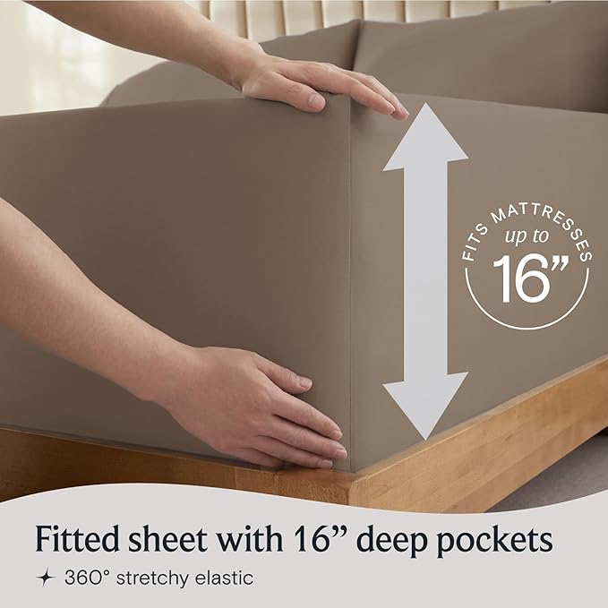 LuxClub 4 PC California King Sheet Set, Breathable Luxury Bed Sheets, Deep - Image 6