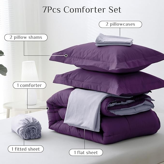 JOLLYVOGUE Full Comforter Set, Ultra-Soft Bed in a Bag Full Size 7 Pieces - Image 5