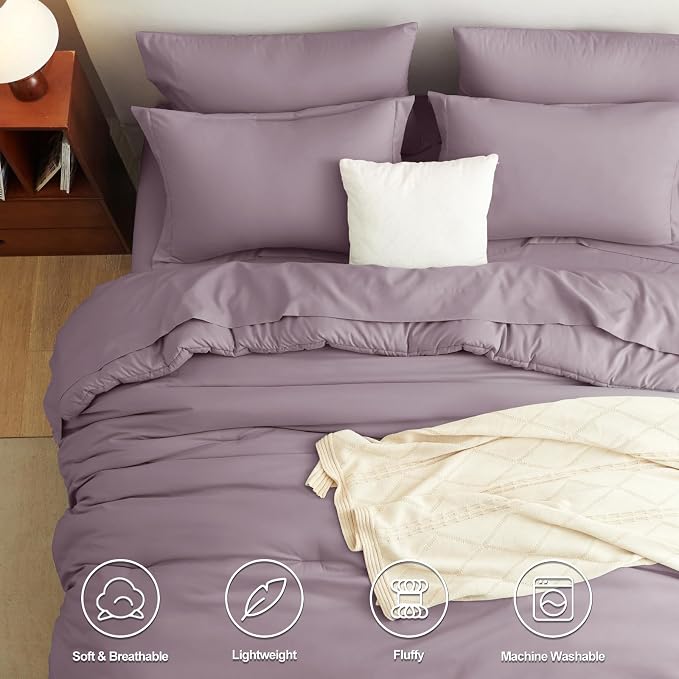 CozyLux Full Size Comforter Sets Dusty Purple, 7 Pieces Bed in a Bag Full - Image 2