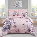 Luxudecor Floral Comforter Set Full Size 7 Piece, Blush Pink Flower Bed in a Bag by Luxudecor