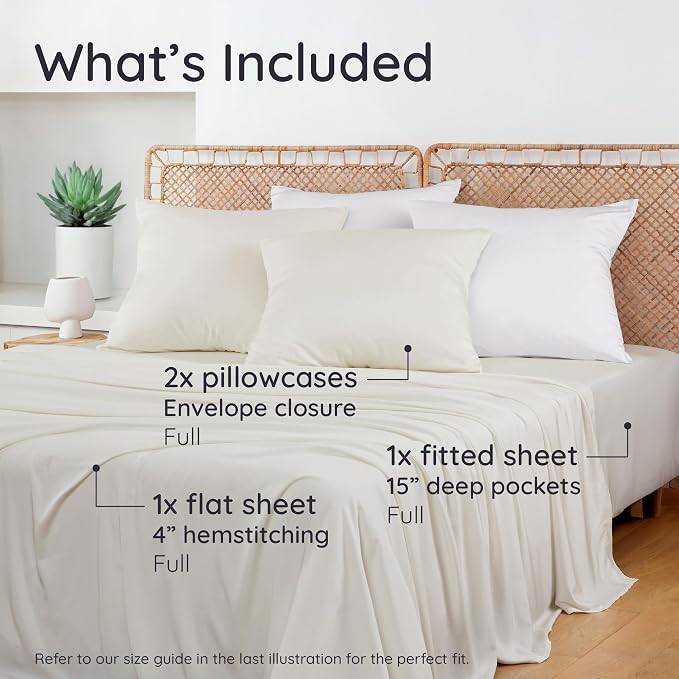 Bambaw 100% Viscose Derived from Bamboo Sheets Full Size Set – 4pcs Cooling - Image 2