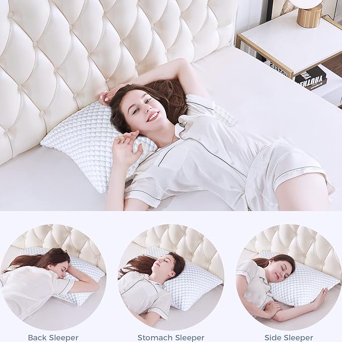 OSBED Adjustable Cooling Shredded Memory Foam Pillows King Size Set of 2 - Image 6