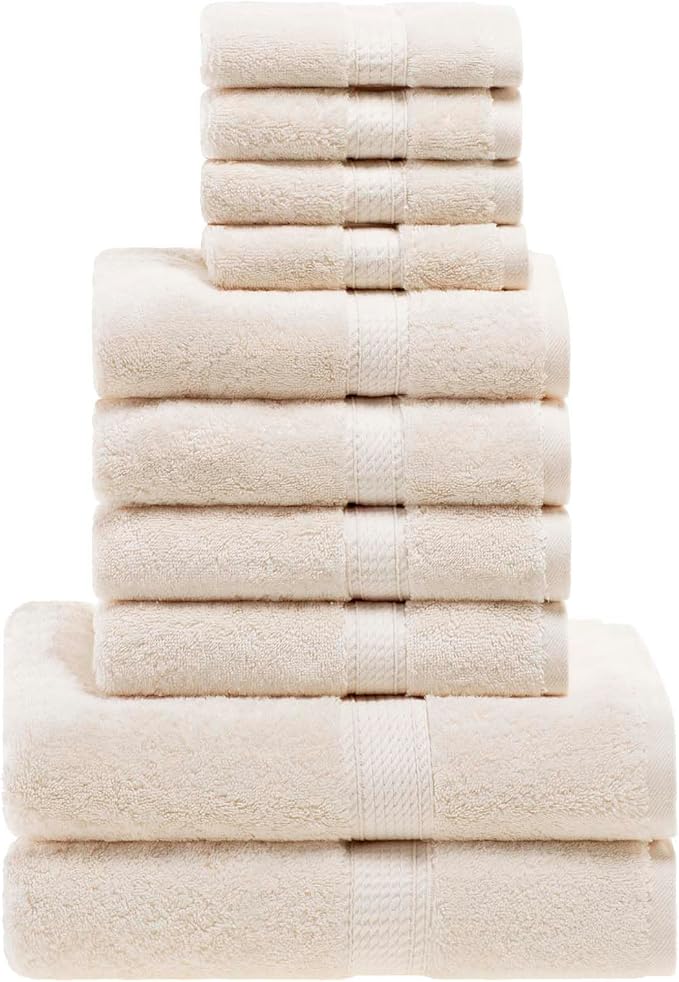 SUPERIOR Egyptian Cotton Pile 10 Piece Towel Set, Includes 2 Bath, 4 Hand - Image 2