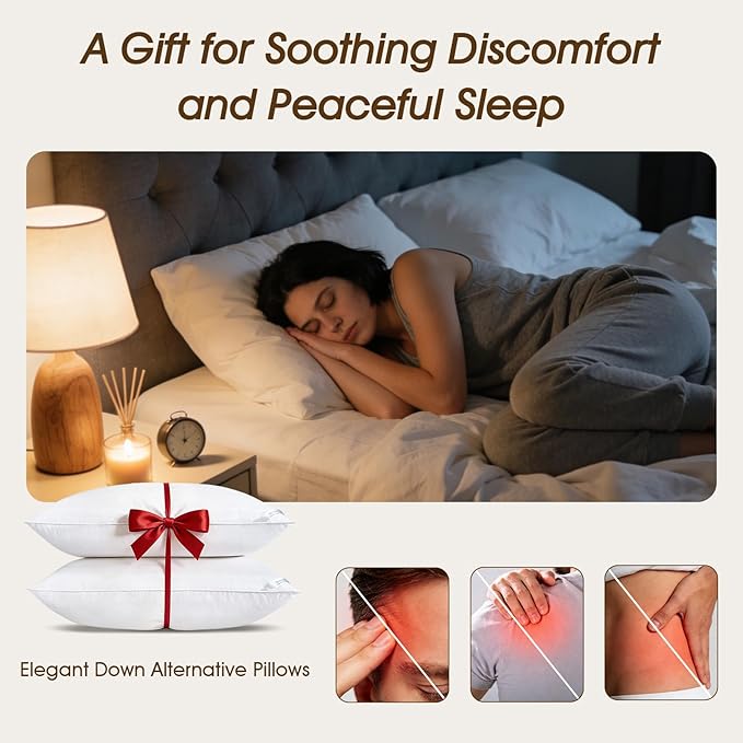 downluxe Standard Size Pillows Set of 4 – Premium Down Alternative Bed Pillows - Image 5