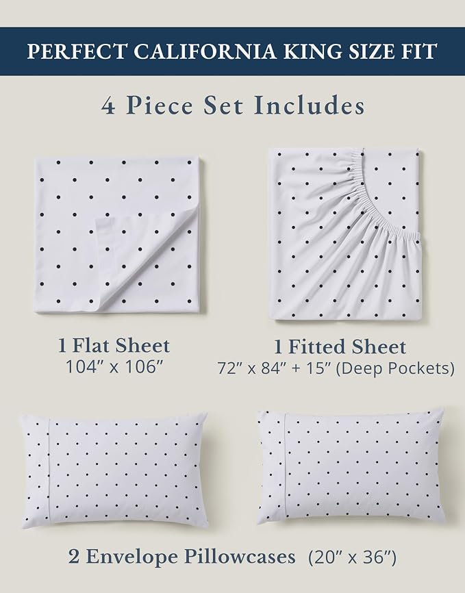LANE LINEN 100% Organic Cotton Printed California King Sheets Set, Fully - Image 4