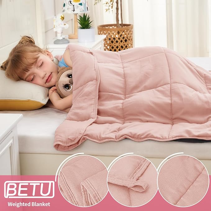 Pink Weighted Blanket Kids 5lbs, Cooling Heavy Throw Blanket - Image 5