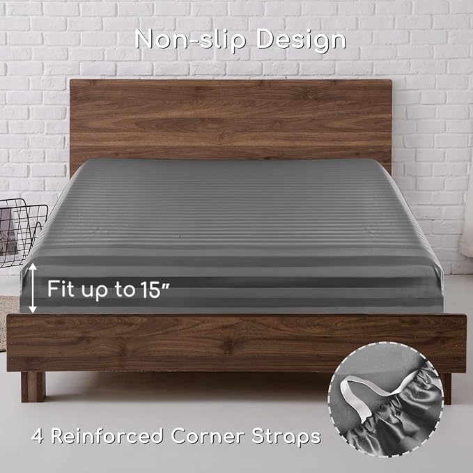 MR&HM Satin Bed Sheets, King Size Sheets Set - Image 5