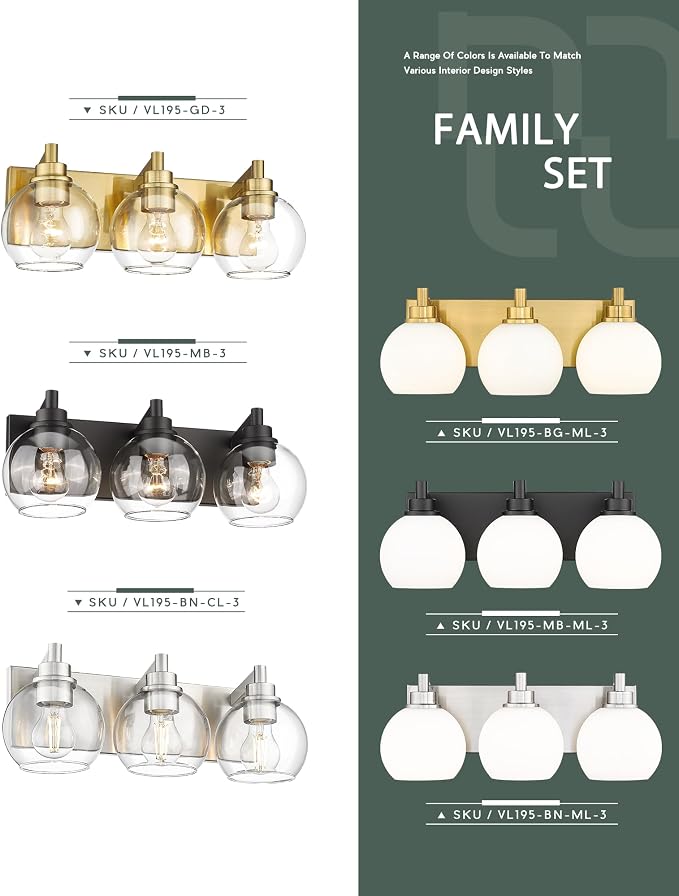 Bathroom Light Fixtures, 3-Light Brushed Nickel Vanity Light, Modern Wall - Image 7
