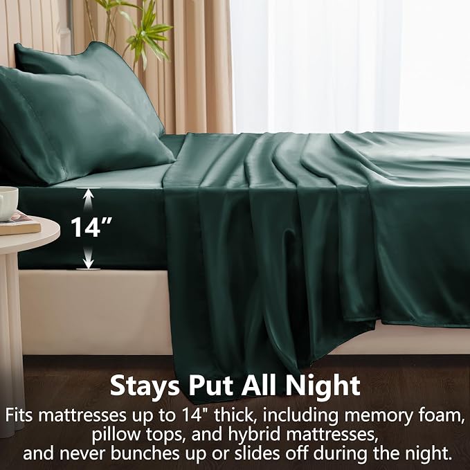 CozyLux Satin Sheets Queen Size Bed Set - Image 4