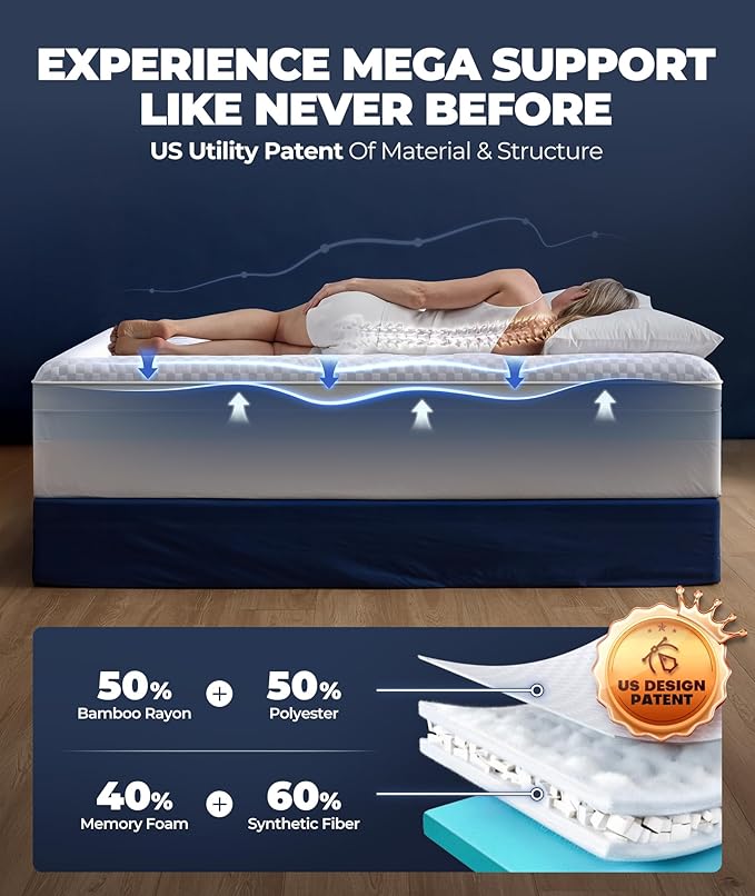 5 Inch Mega Support Memory Foam Full Size Mattress Topper - Image 3