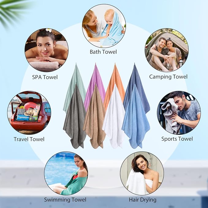 SmoothNovelty 16 Pack Microfiber Bath Towels Bulk 27'' x 60'' Oversized Size - Image 7