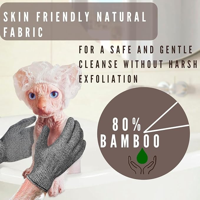Sphynx Hairless Cats Bamboo Bath Gloves - Image 4