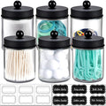Amolliar 6Pc Apothecary Jars Bathroom Vanity Organizer- Rustic Farmhouse Decor by Amolliar