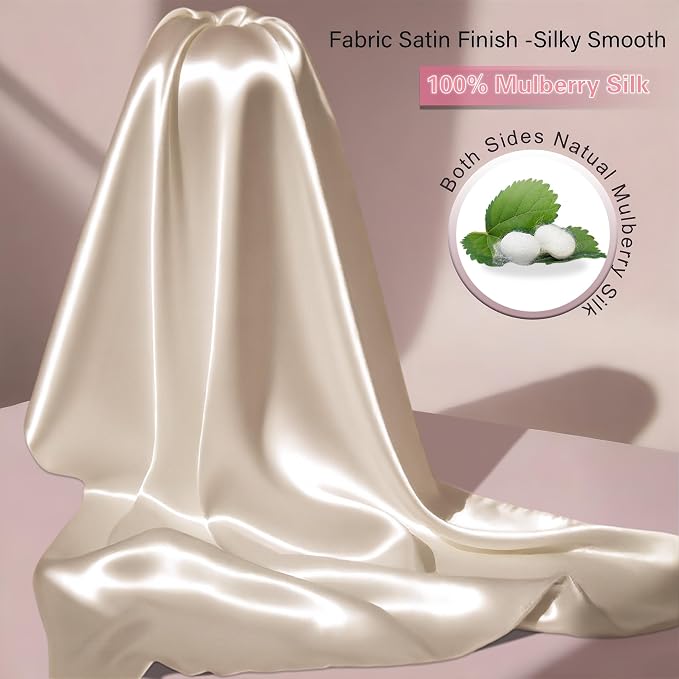 Mulberry Silk King Size Pillow Cases Set of 2, Ultra Smooth Soft Breathable - Image 2
