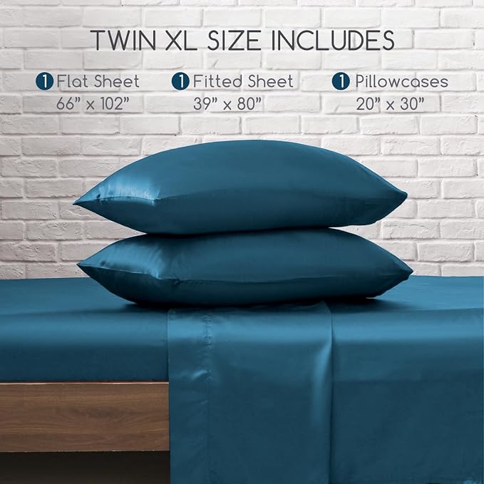 MR&HM Satin Bed Sheets, Twin XL Size Sheets Set - Image 7