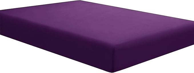Sfoothome Fitted Bottom Sheet for Mattress, Single Full Size Purple Microfiber by Sfoothome