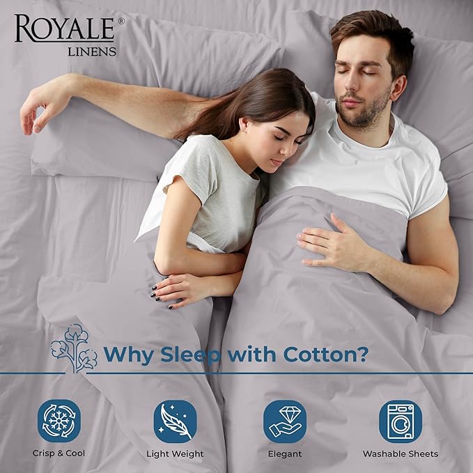 Royale Linen 100% Organic Cotton California King Flat Sheet Only - Image 3