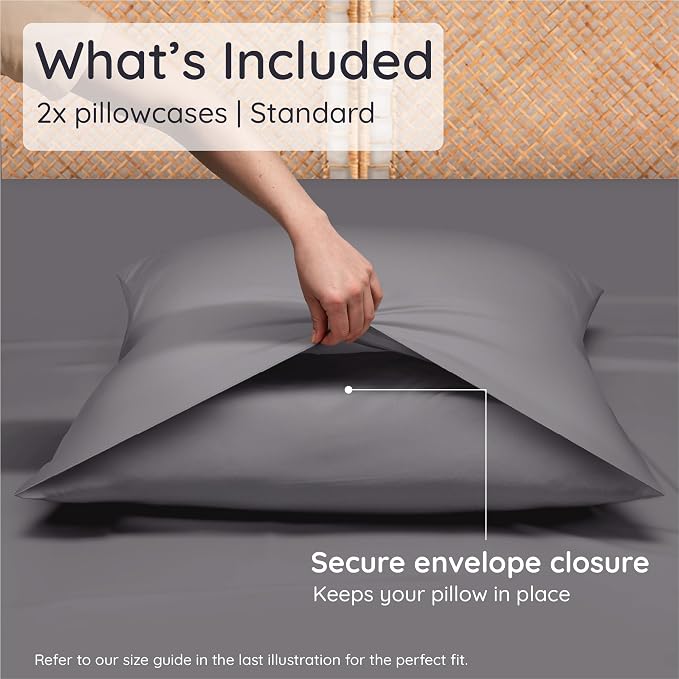 Bambaw 100% Viscose Derived from Bamboo Pillowcases Standard Size – Set of 2 - Image 2